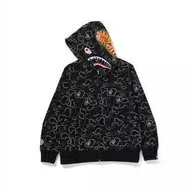 A BATHING APE Neon Camo Shark Hoodie