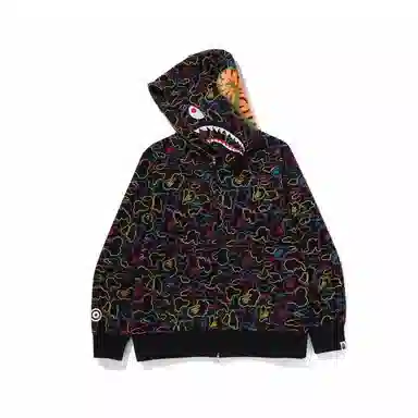 A BATHING APE Neon Camo Shark Hoodie
