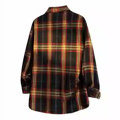 YOSICIL Plaid Shirt Detachable Brooch