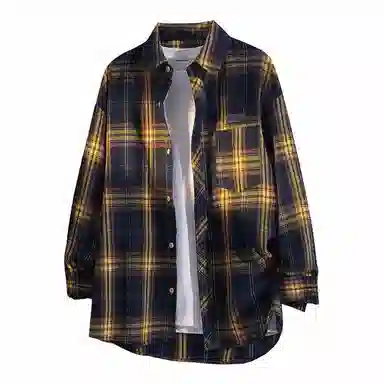 YOSICIL Plaid Shirt Detachable Brooch