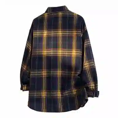 YOSICIL Plaid Shirt Detachable Brooch