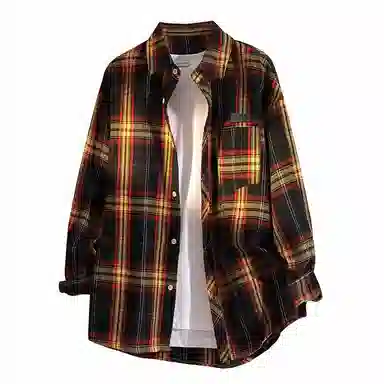 YOSICIL Plaid Shirt Detachable Brooch