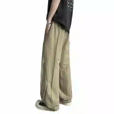 颂希尔 美式微褶直筒宽松运动休闲裤 男女同款