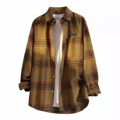 YOSICIL Plaid Shirt Detachable Brooch