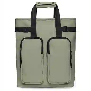 Rains Waterproof Tote 15 Inch Black/Green