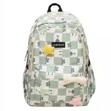 泰克森 时尚大容量休闲 尼龙 双肩包 男女同款情侣款 黑色/粉红色/卡其色/绿色