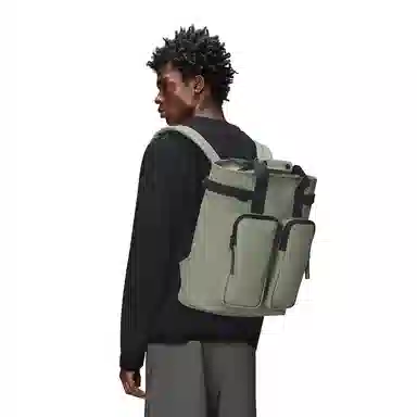 Rains Waterproof Tote 15 Inch Black/Green