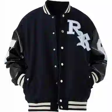 RAP PANDA Embroidered Baseball Jacket Navy
