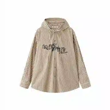 Organic Emotion OE Striped Hoodie Shirt Khaki