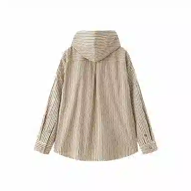 Organic Emotion OE Striped Hoodie Shirt Khaki