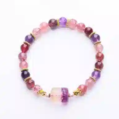 【招财纳福】 指尖瑰宝 国潮紫黑超七串珠 小众高级感首饰 增强能量转运水逆退散旺事业 紫水晶 手串 男女同款情侣款