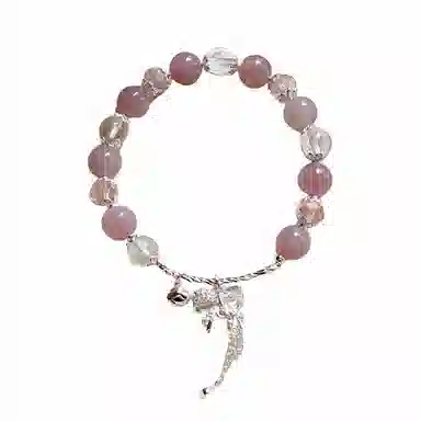 【招桃花运】 指尖瑰宝 马粉天然粉晶 小众设计感多巴胺串珠叠戴缠绕配饰 蝴蝶结甜美少女心 粉水晶 手串 女款