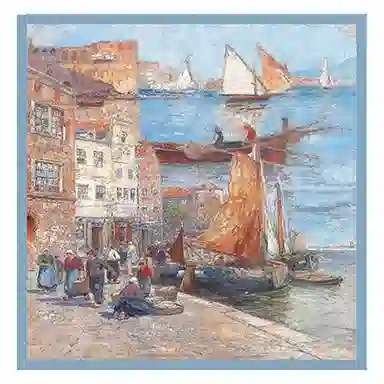 上海故事 艺术浪潮印花真丝小方巾高级感礼盒装 丝巾 女款