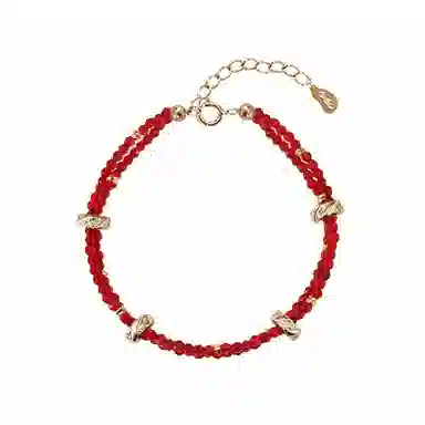 【强运势】 指尖瑰宝 平安喜乐本命年 新中式串珠显白双层编织叠戴 天然红 玛瑙 手链 女款