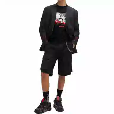 HUGO BOSS Cotton-Jersey T-Shirt With Spray-Paint Artwork T