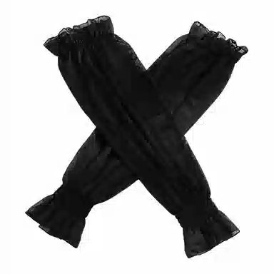 上海故事 冰丝袖套 春秋蕾丝宽松透气泡泡袖灯笼冰袖开车骑行遮阳护臂手套 锦纶 氨纶 防晒袖 女款