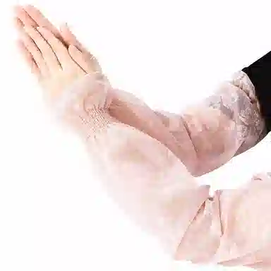 上海故事 冰丝袖套 春秋蕾丝宽松透气泡泡袖灯笼冰袖开车骑行遮阳护臂手套 锦纶 氨纶 防晒袖 女款