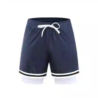 特色玫瑰蛇纹拼花透气速干凉感宽松篮球训练五分假两件裤运动短裤 男女同款