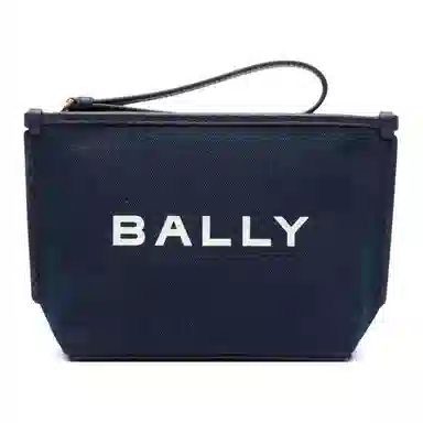 Bally Bar Logo Canvas Clutch Navy