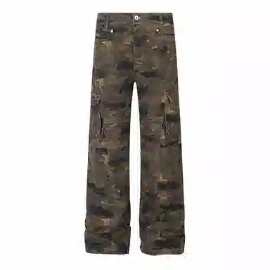 PANDA ADEVIL Vintage Cargo Denim Pants Camo