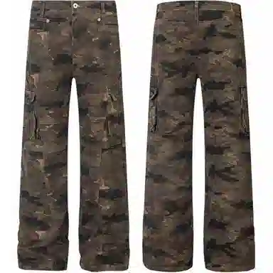 PANDA ADEVIL Vintage Cargo Denim Pants Camo