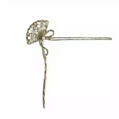 贯古今 新中式复古气质古风扇子流苏盘发 合金 发簪 女款