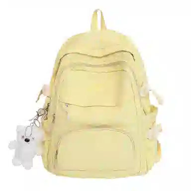 行途 小清新大容量百搭休闲 尼龙 双肩包 男女同款情侣款 黑色/白色/黄色/紫色/蓝色