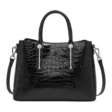 老人头 经典设计时尚百搭潮流高级感鳄鱼纹气质手提单肩包 头层牛皮 斜挎包 常规 女款 黑色/咖啡色/棕色