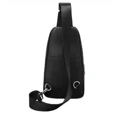 老人头 潮流时尚简约个性休闲轻便舒适百搭 头层牛皮 胸包 男款 黑色