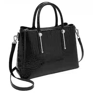 老人头 经典设计时尚百搭潮流高级感鳄鱼纹气质手提单肩包 头层牛皮 斜挎包 常规 女款 黑色/咖啡色/棕色