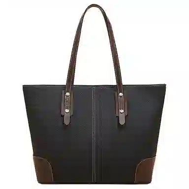 老人头 百搭上班通勤撞色经典实用 头层牛皮 单肩包 女款 黑色/大象灰