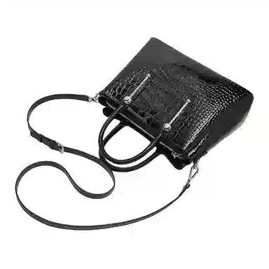 老人头 经典设计时尚百搭潮流高级感鳄鱼纹气质手提单肩包 头层牛皮 斜挎包 常规 女款 黑色/咖啡色/棕色