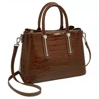 老人头 经典设计时尚百搭潮流高级感鳄鱼纹气质手提单肩包 头层牛皮 斜挎包 常规 女款 黑色/咖啡色/棕色