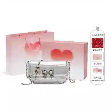 老人头 小众设计精致简约高级感百搭蝴蝶结 聚氨酯合成革 腋下单肩斜挎包 常规 女款 银色