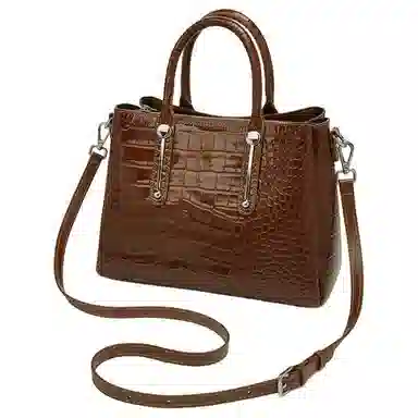 老人头 经典设计时尚百搭潮流高级感鳄鱼纹气质手提单肩包 头层牛皮 斜挎包 常规 女款 黑色/咖啡色/棕色