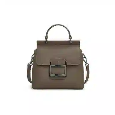 老人头 时尚简约大方通勤高质感百搭手提单肩包 头层牛皮 斜挎包 女款 灰色/黑色