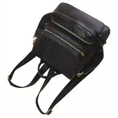 老人头 时尚大容量休闲简约百搭通勤背包高级感轻便耐用 织物 双肩包 常规 女款 黑色