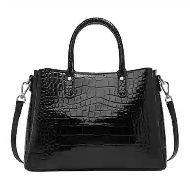 老人头 经典设计时尚百搭潮流高级感鳄鱼纹气质手提单肩包 头层牛皮 斜挎包 常规 女款 黑色/咖啡色/棕色