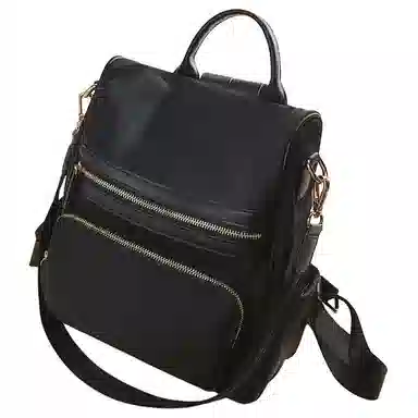 老人头 时尚大容量休闲简约百搭通勤背包高级感轻便耐用 织物 双肩包 常规 女款 黑色