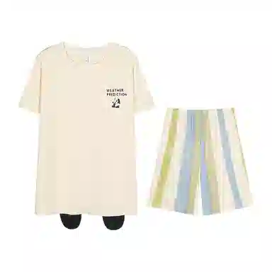 兰缪 卡通舒适休闲短袖五分裤夏季睡衣套装 男款 图片色