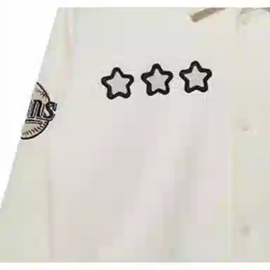 New Era x MLB Logo Print Fleece Jacket Ivory