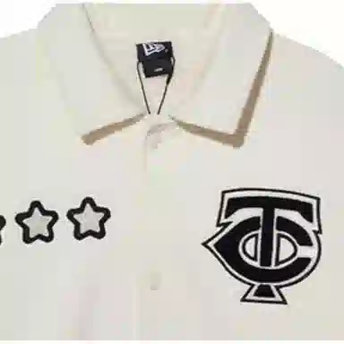 New Era x MLB Logo Print Fleece Jacket Ivory