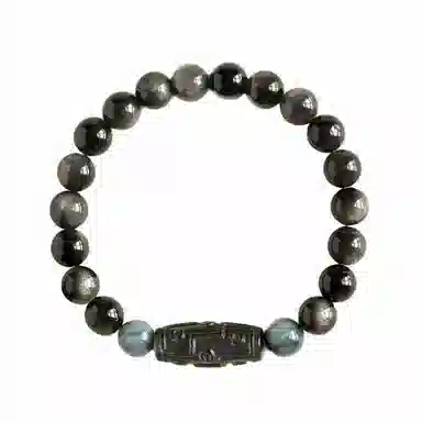 【好"饰"成双】 指尖瑰宝 天然银曜 石九眼天珠星耀石念珠盘玩手捻新中式 本命年#好运 黑曜石 手串 男女同款情侣款