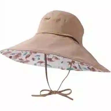 优莲茵 欧美风加大帽檐双面带花 大头帽围遮阳布帽 可扎头发空顶帽 棉 防晒帽 女款