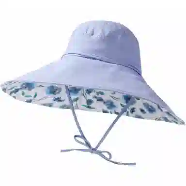 优莲茵 欧美风加大帽檐双面带花 大头帽围遮阳布帽 可扎头发空顶帽 棉 防晒帽 女款