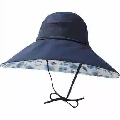 优莲茵 欧美风加大帽檐双面带花 大头帽围遮阳布帽 可扎头发空顶帽 棉 防晒帽 女款