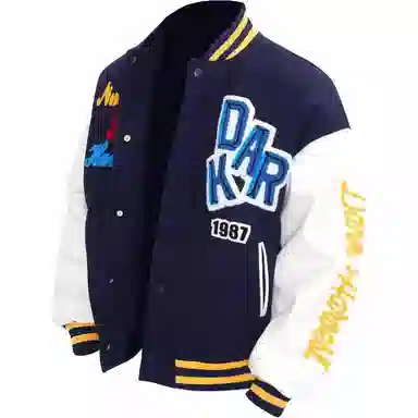 美式复古高街植绒刺绣字母撞色拼接外套 嘻哈街头痞帅 宽松落肩垂感 休闲舒适百搭棒球服 男女同款