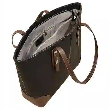 老人头 百搭上班通勤撞色经典实用 头层牛皮 单肩包 女款 黑色/大象灰