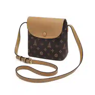 老人头 时尚百搭手机包 合成革 单肩斜挎包 常规 女款 咖啡色