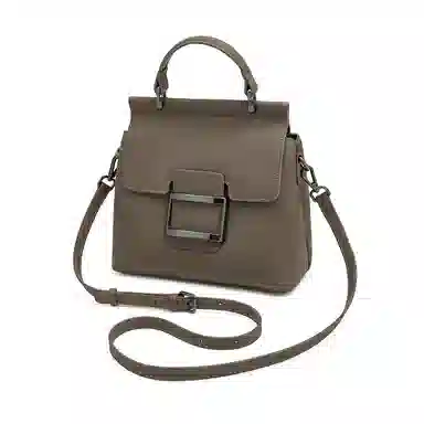 老人头 时尚简约大方通勤高质感百搭手提单肩包 头层牛皮 斜挎包 女款 灰色/黑色